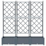 vidaXL Bac à fleurs avec Treillis 3 Pièces Gris clair 120 x 40 x 125.5 cm
