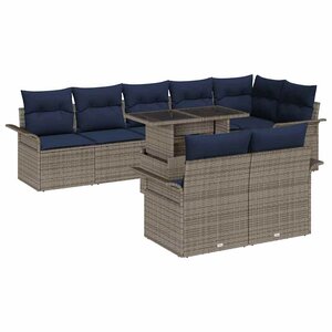 vidaXL Ensemble de canapé de jardin 9 Pièces Gris Poly Rattan