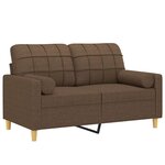 vidaXL Canapé 2 places avec oreillers décoratifs marron 120 cm tissu