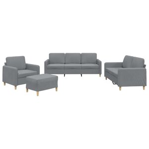 vidaXL Ensemble de canapés 4 Pièces avec coussins Gris clair Tissu