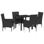 vidaXL Ensemble de salle à manger pour jardin 5 Pièces Noir polyrotin