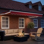 vidaXL Store rétractable manuel avec LEDs Rouge et Blanc 3 5 x 2 5 m