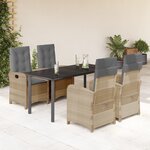 vidaXL Ensemble à manger de jardin coussins 5 Pièces mélange beige rotin