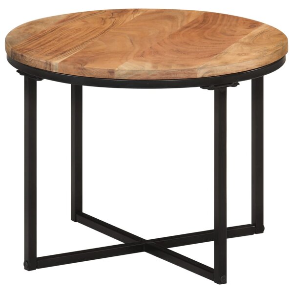 vidaXL Table basse 45x45x35 cm bois massif acacia et fer