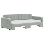 vidaXL Lit de jour avec gigogne et matelas gris clair 90x190cm velours