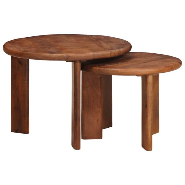 vidaXL Tables basses gigognes 2 Pièces Marron miel Bois de mangue massif