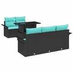 vidaXL Ensemble de canapé de jardin 6 Pièces Noir Poly Rattan