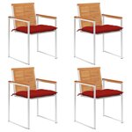 vidaXL Chaises de jardin lot de 4 avec coussins Bois d'acacia massif