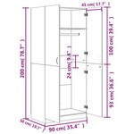 vidaXL Garde-robe Gris béton 90x52x200 cm Bois d’ingénierie