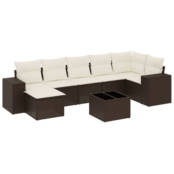 vidaXL Salon de jardin 8 Pièces avec coussins marron résine tressée