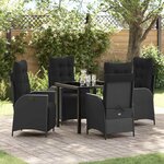 vidaXL Ensemble de salle à manger pour jardin 5 Pièces Noir Poly rotin