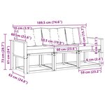 vidaXL Ensemble de canapés d'extérieur 3 pc Naturel et noir
