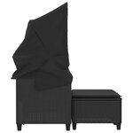vidaXL Canapé de jardin 2 places avec auvent et tabourets noir rotin