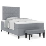 vidaXL Lit avec Sommier et Banc Gris Clair 120x200 cm Tissu