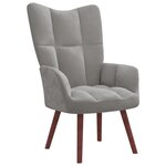 vidaXL Chaise de relaxation avec repose-pied Gris clair Velours