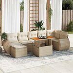 vidaXL Salon de jardin avec coussins 8 Pièces beige résine tressée