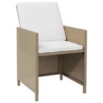 vidaXL Chaises de jardin avec coussins lot de 4 Résine tressée Beige