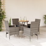 vidaXL Ensemble à manger de jardin et coussins 5 Pièces gris rotin acacia
