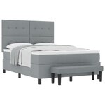 vidaXL Lit à Ressorts avec Matelas et Banc Gris Clair 160x200 cm Tissu