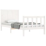 vidaXL Cadre de lit avec tête de lit blanc petit simple bois massif