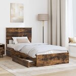 vidaXL Lit de Rangement Chêne fumé 75 x 190 cm Bois d'ingénierie