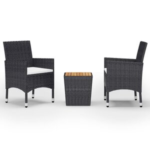 vidaXL Ensemble de bistro 3 Pièces Résine tressée et bois d'acacia Noir