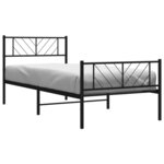vidaXL Cadre de lit métal sans matelas avec pied de lit noir 75x190 cm