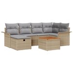 Canapé de jardin 7 pièces avec coussins Beige Poly Rattan