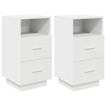 vidaXL Tables de chevet 2 Pièces avec 2 tiroirs blanc 36x36x68 cm