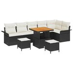 vidaXL Ensemble de canapé de jardin avec coussin 9 Pièces Noir et Crème
