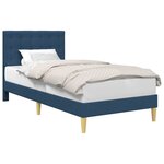 vidaXL Cadre de lit avec tête de lit Bleu 90 x 190 cm Tissu