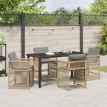 vidaXL Set de Salle à Manger de Jardin de 5 Pièces avec Coussins Rattan Poly Beige