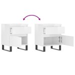 vidaXL Tables de chevet 2 Pièces blanc brillant 40x35x50 cm
