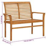 vidaXL Banc de jardin avec coussin beige 112 cm Bois de teck massif