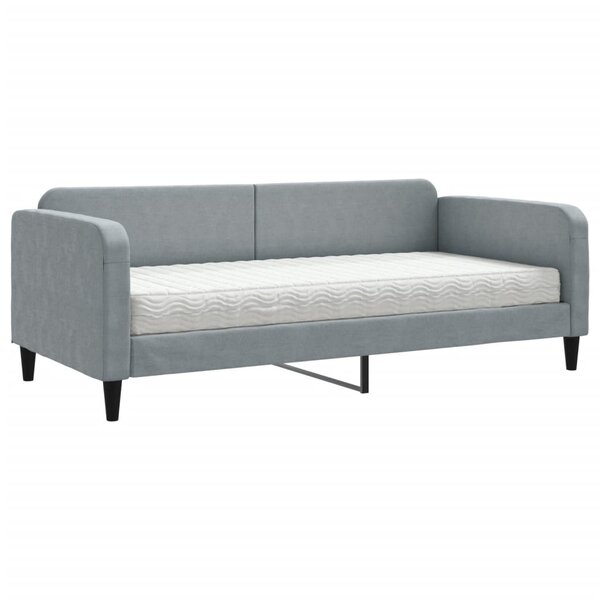 vidaXL Lit de jour avec matelas gris clair 90x190 cm tissu
