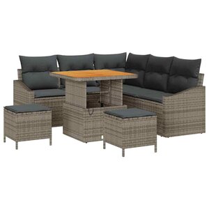 vidaXL Ensemble de canapé de jardin avec coussin 8 Pièces Gris Poly rotin