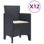 Ensemble de Salle à Manger de Jardin 13 Pièces avec Coussins Anthracite Poly Rattan