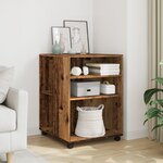 vidaXL Table d'appoint avec roues vieux bois 55x60x78 cm