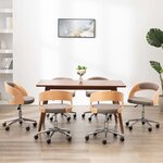 vidaXL Chaises pivotantes à manger lot de 6 taupe bois courbé et tissu