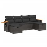 vidaXL Salon de jardin 6 Pièces avec coussins noir résine tressée