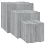 vidaXL Tables d'appoint 3 Pièces Sonoma gris Bois d'ingénierie