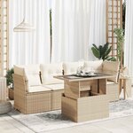 vidaXL Salon de jardin avec coussins 5 Pièces beige résine tressée