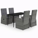 vidaXL Ensemble de salle à manger de jardin avec coussins 5 Pièces Gris