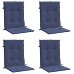 vidaXL Coussins de chaise à dossier bas lot de 4 bleu marine tissu