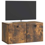 vidaXL Meuble TV mural 59 5 x 31 x 30 cm Chêne fumé Bois d'ingénierie