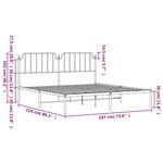vidaXL Cadre de lit métal sans matelas et tête de lit blanc 183x213 cm