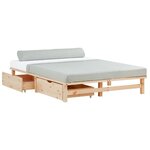Lit double 140x200 matelas 2 tiroirs naturel