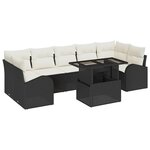 vidaXL Ensemble de canapé de jardin 8 pièces avec coussins noir en rotin