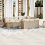 vidaXL Salon de jardin 11 Pièces avec coussins beige résine tressée