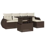 vidaXL Salon de jardin avec coussins 6 Pièces marron résine tressée